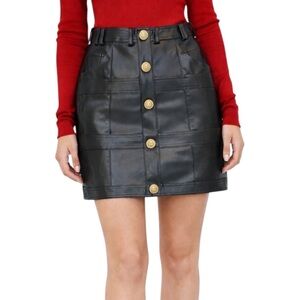 Black Vegan Leather Mini Skirt